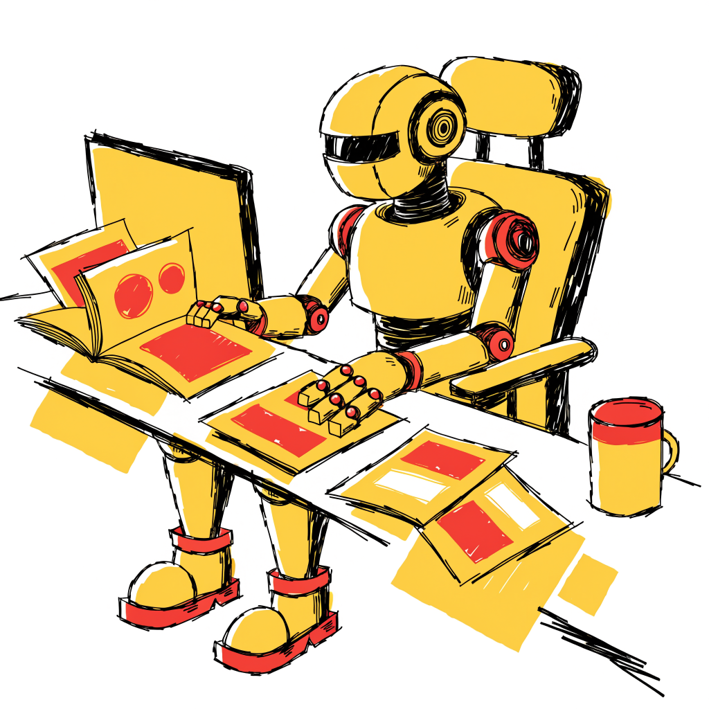 Illustration d'un agent IA comparant des fiches fournisseurs B2B sur un bureau